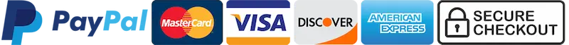 Secure checkout — PayPal, Mastercard, VISA, Discover and American Express accepted.